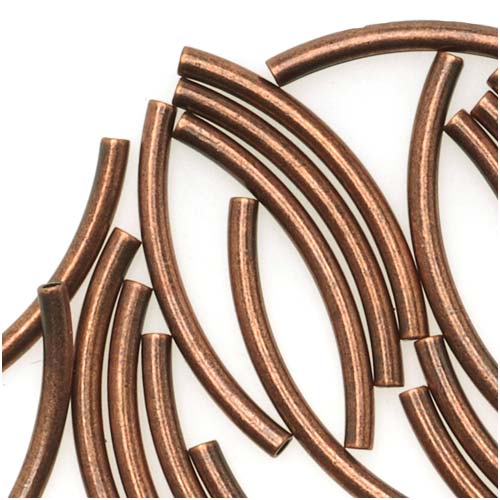 Antiqued Copper Plated Curved Tube Noodle Beads 15mm (50 pcs)
