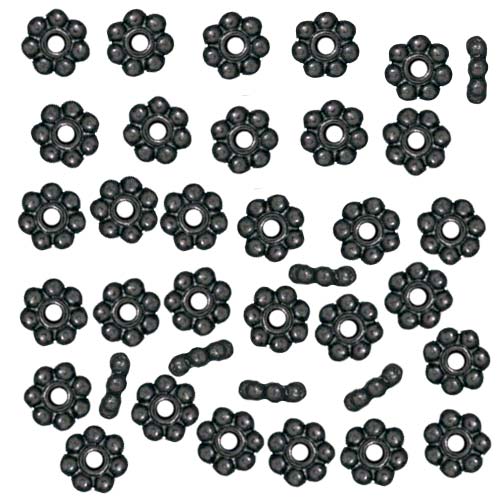TierraCast Black Finish Pewter Daisy Spacer Beads 4mm (50 Pieces)