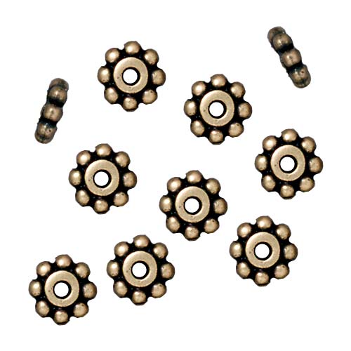 TierraCast Brass Oxide Finish Pewter Daisy Spacer Beads 6mm (10 Pieces)