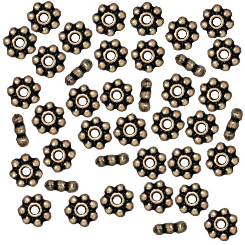 TierraCast Brass Oxide Finish Pewter Daisy Spacer Beads 4mm (50 Pieces)