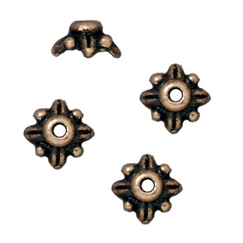 TierraCast Brass Oxide Finish Pewter 'Leaf' Bead Caps 5.7mm (4 Pieces)