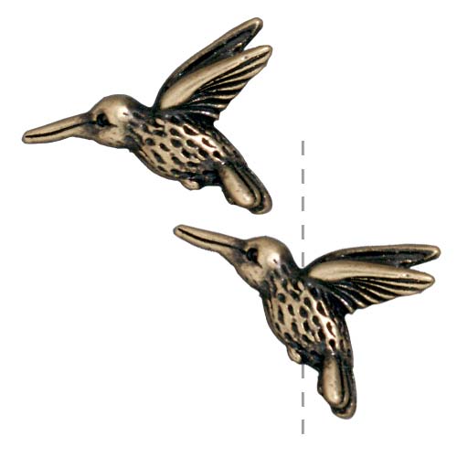 TierraCast Brass Oxide Finish Pewter Hummingbird Beads 13mm (2 Pieces)