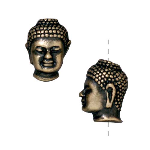 TierraCast Brass Oxide Finish Pewter Buddha Head Beads 13.5mm (2 Pieces)