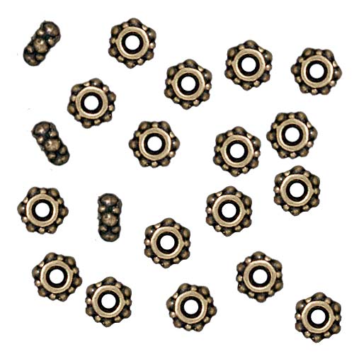 TierraCast Brass Oxide Finish Pewter Small Turkish Spacer Beads 4mm (20 Pieces)