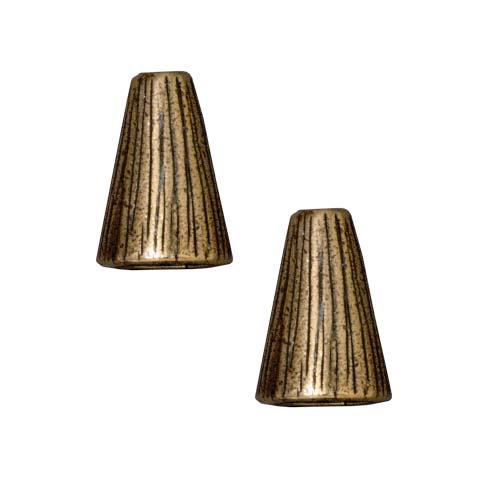 TierraCast Brass Oxide Finish Lead-Free Pewter Etched Tall Cone Strand Reducer Beads 12.5mm (2 Pieces)