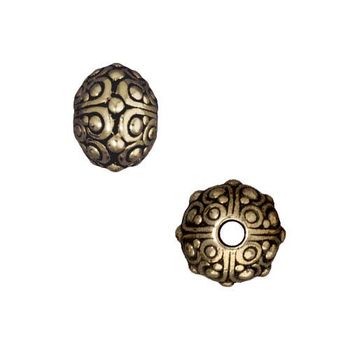 TierraCast Brass Oxide Finish Lead-Free Pewter Large Hole 'Oasis' Spacer Beads 10mm (2 Pieces)