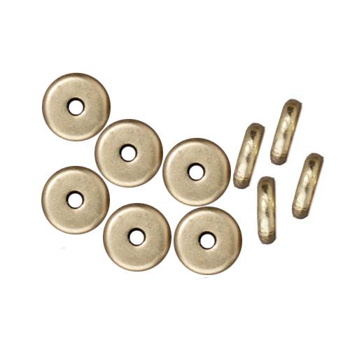 TierraCast Brass Oxide Finish Lead-Free Pewter Disk Heishi Spacer Beads 6mm (10 Pieces)