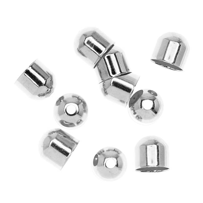 Silver Plated Large Capsule Bead Caps 8x8mm (10 pcs)