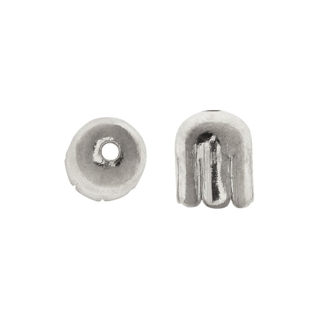 Capsule Bead Caps, with Flaps 7x6mm, Silver Plated (25 Pieces)