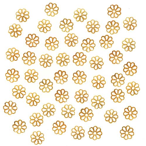 22K Gold Plated Open Petal Flower Bead Caps 7mm (50 pcs)