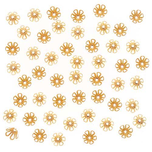 22K Gold Plated Cone Flower Bead Caps 6mm x 3.5mm (50 pcs)