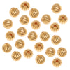 22K Gold Plated Fluted Round Metal Beads 6mm (50 pcs)
