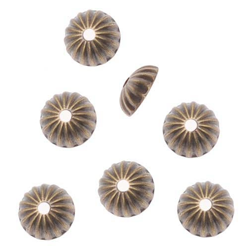 Antiqued Brass Small Corrugated Bead Caps 5mm (50 pcs)