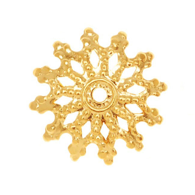 22K Gold Plated Ornate Bead Cap Decorative Washer 1.5x12mm (50 pcs)