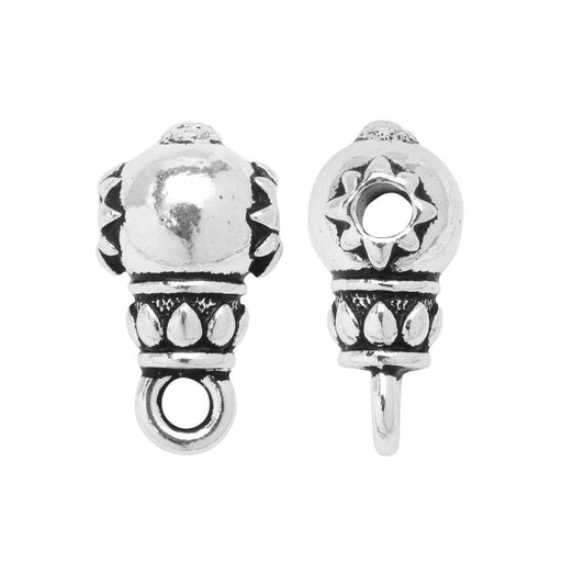 TierraCast Guru Bead, Lotus Flower Design 9x16mm, Antiqued Silver Plated (2 Pieces)