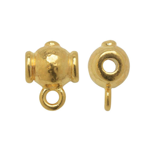 TierraCast Guru Bead, Hammered Round 9.5x13mm Bright Gold Plated (2 Pieces)