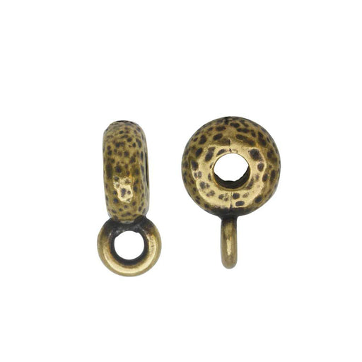 TierraCast Spacer Bail, Hammered with Loop 3x12mm, Brass Oxide Finish (2 Pieces)