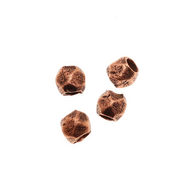 Nunn Design Antiqued Copper Plated Faceted Round Bead 3.4x4mm (4 Pieces)