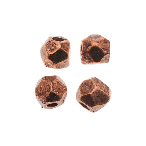 Nunn Design Antiqued Copper Plated Faceted Round Bead 5.1x6mm (4 Pieces)