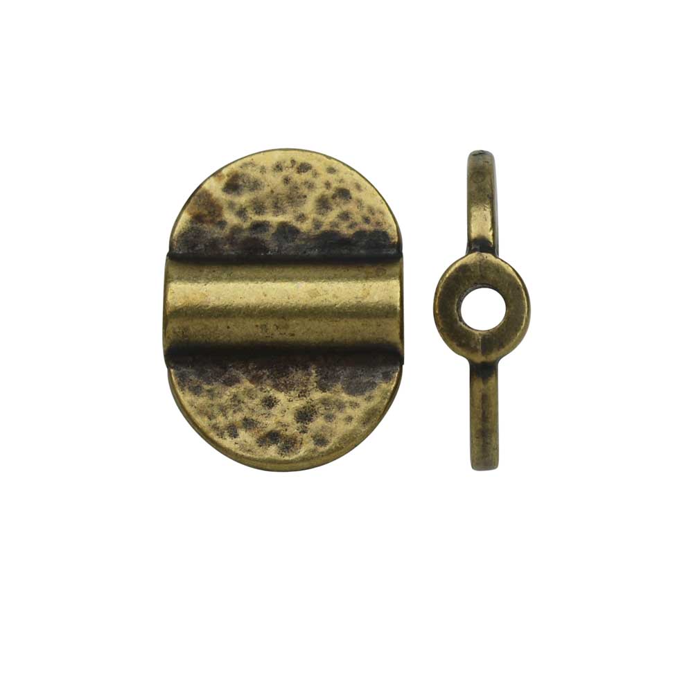 TierraCast Baule Bead, Dual Hammered Half Circles 10x14mm Brass Oxide Finish (2 Pieces)
