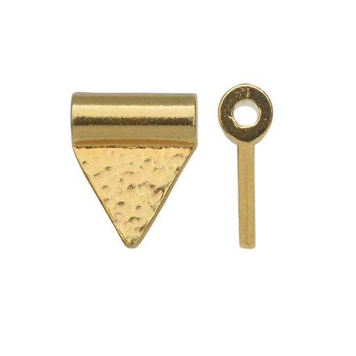 TierraCast Baule Bead, Hammered Triangle Flag 10x13mm, Bright Gold Plated (2 Pieces)