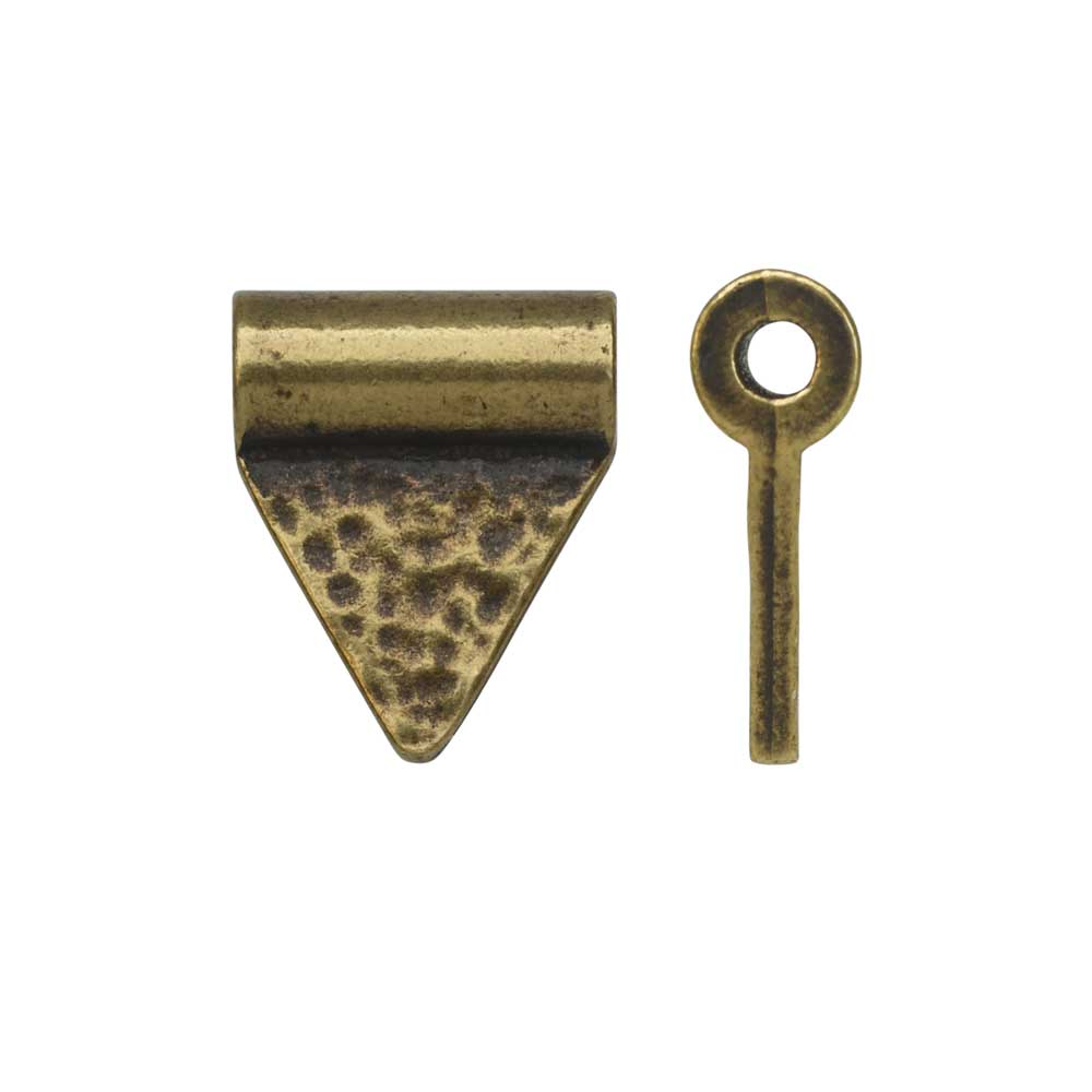 TierraCast Baule Bead, Hammered Triangle Flag 10x13mm Brass Oxide Finish (2 Pieces)