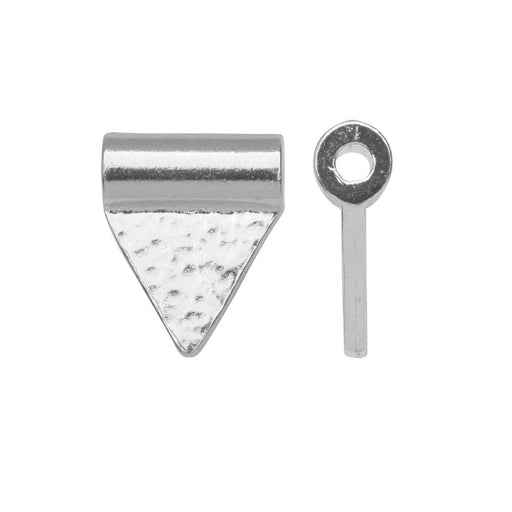 TierraCast Baule Bead, Hammered Triangle Flag 10x13mm Bright Rhodium Plated (2 Pieces)