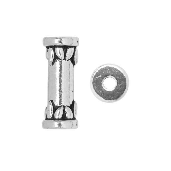 TierraCast Spacer Bead, Tube with Decorative Edges 6x15mm Antiqued Silver Plated (2 Pieces)