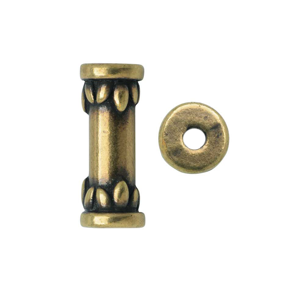 TierraCast Spacer Bead, Tube with Decorative Edges 6x15mm Brass Oxide Finish (2 Pieces)