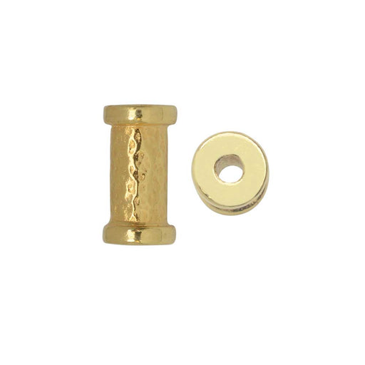 TierraCast Spacer Bead, Hammered Tube 5.5x10.8mm. Bright Gold Plated (2 Pieces)