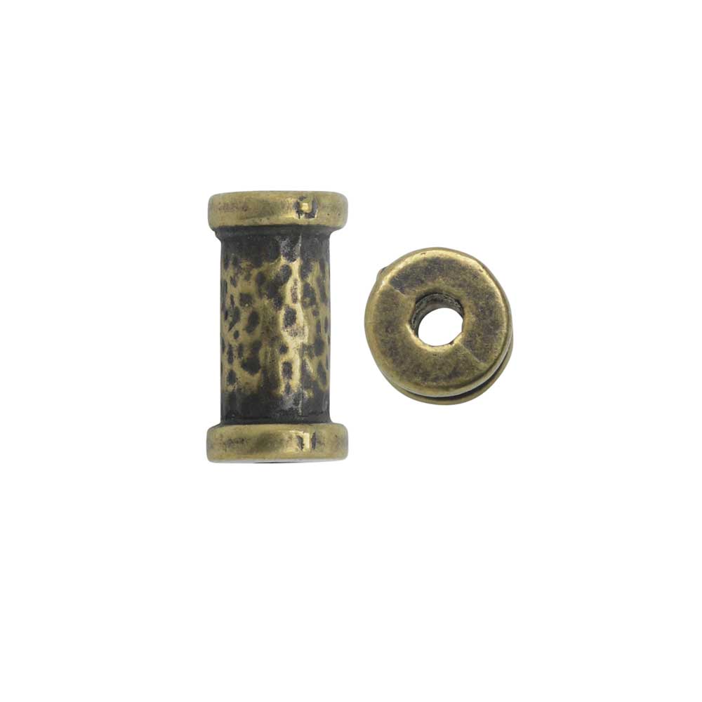 TierraCast Spacer Bead, Hammered Tube 5.5x10.8mm. 2 Pieces, Brass Oxide Finish