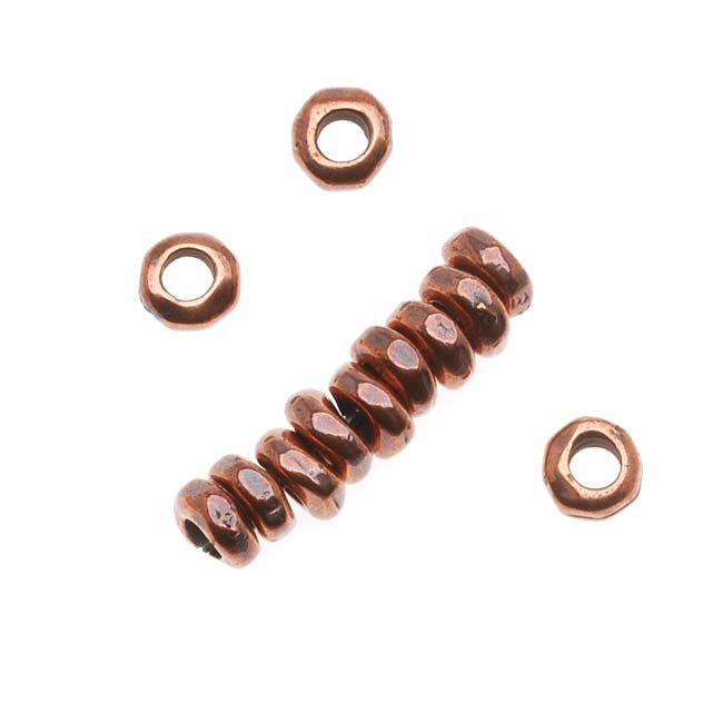 Metal Spacer Bead, Nugget Heishe 5mm Antiqued Copper Plated, By TierraCast (12 Pieces)