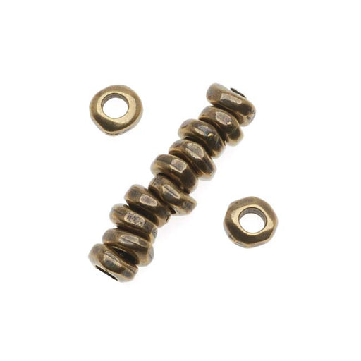 Metal Spacer Bead, Nugget Heishe 5mm Brass Oxide Finish, By TierraCast (12 Pieces)