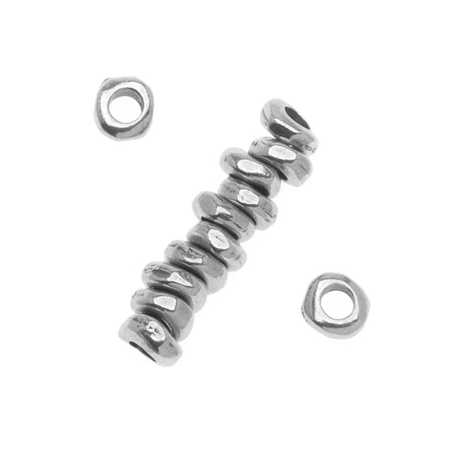 Metal Spacer Bead, Nugget Heishe 5mm Antiqued Pewter, By TierraCast (12 Pieces)