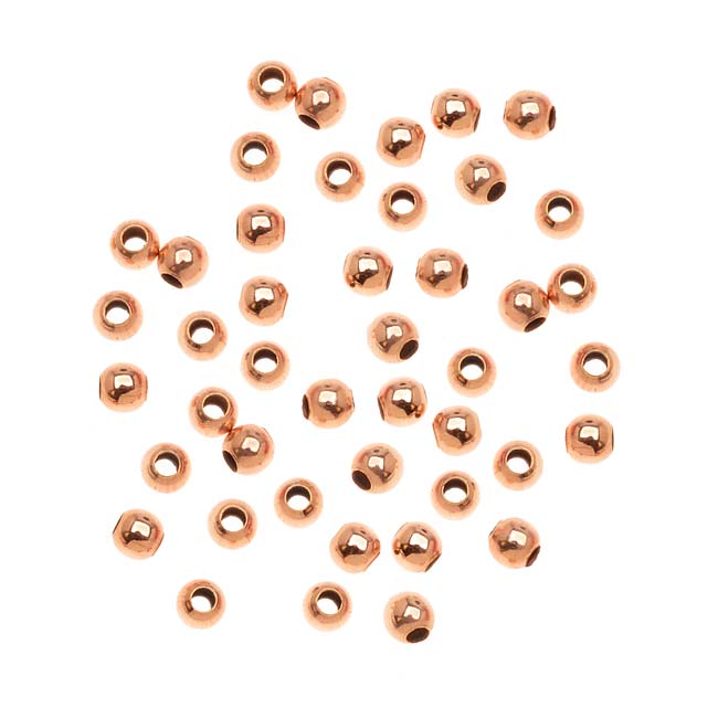 14K Rose Gold Filled Smooth Round Beads 2mm Diameter (20 Pieces)