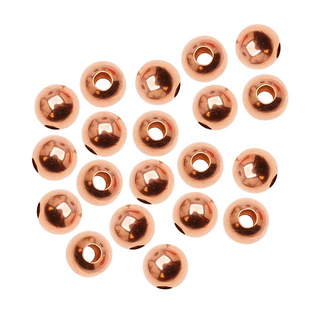 14K Rose Gold Filled Smooth Round Beads 4mm Diameter (20 Pieces)