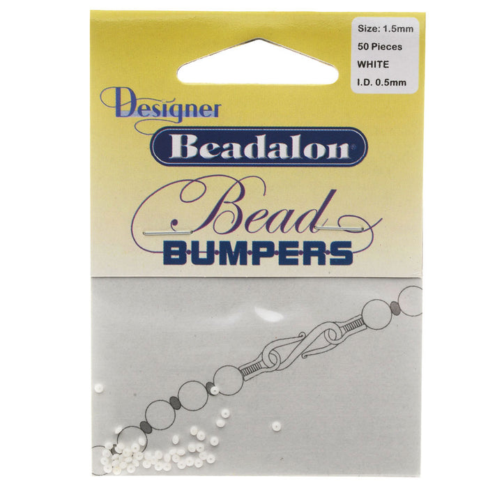 Beadalon Bead Bumpers, Round Silicone Spacers 1.5mm, 50 Pieces, White