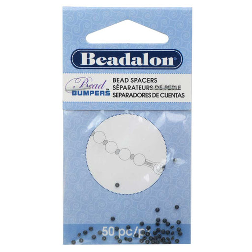 Beadalon Bead Bumpers, Round Silicone Spacers 1.5mm, 50 Pieces, Black