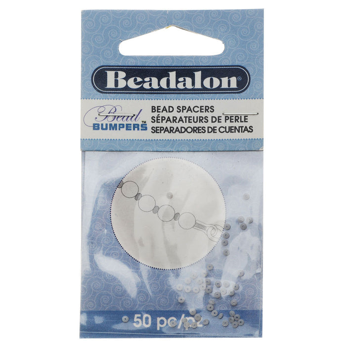 Beadalon Bead Bumpers, Round Silicone Spacers 1.5mm, Satin Silver (50 Pieces)
