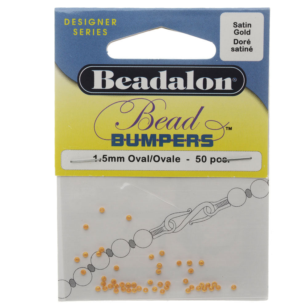 Beadalon Bead Bumpers, Oval Silicone Spacers 1.5mm, Satin Gold (50 Pieces)