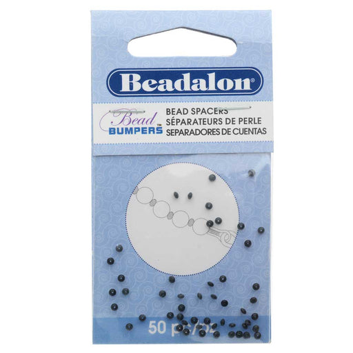 Beadalon Bead Bumpers, Oval Silicone Spacers 2mm, 50 Pieces, Black