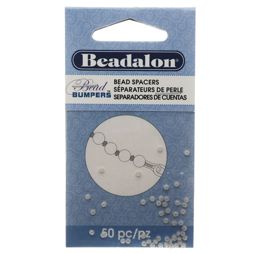 Beadalon Bead Bumpers, Oval Silicone Spacers 2mm, Silver (50 Pieces)