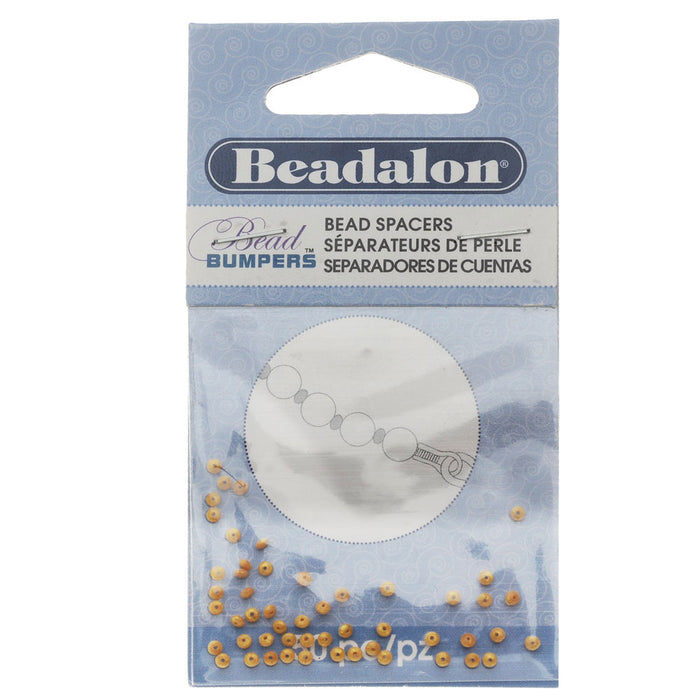 Beadalon Bead Bumpers, Oval Silicone Spacers 2mm, 50 Pieces, Gold