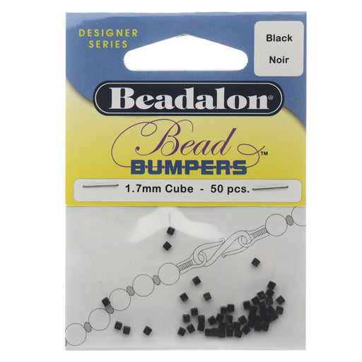 Beadalon Bead Bumpers, Cube Silicone Spacers 1.7mm, 50 Pieces, Black