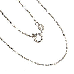 Finished Box Chain Necklace, with Clasp 0.9mm, 24 Inches, Sterling Silver