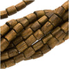 Wood Beads Natural Brown Short Tubes 4mm-6mm - 16 Inches