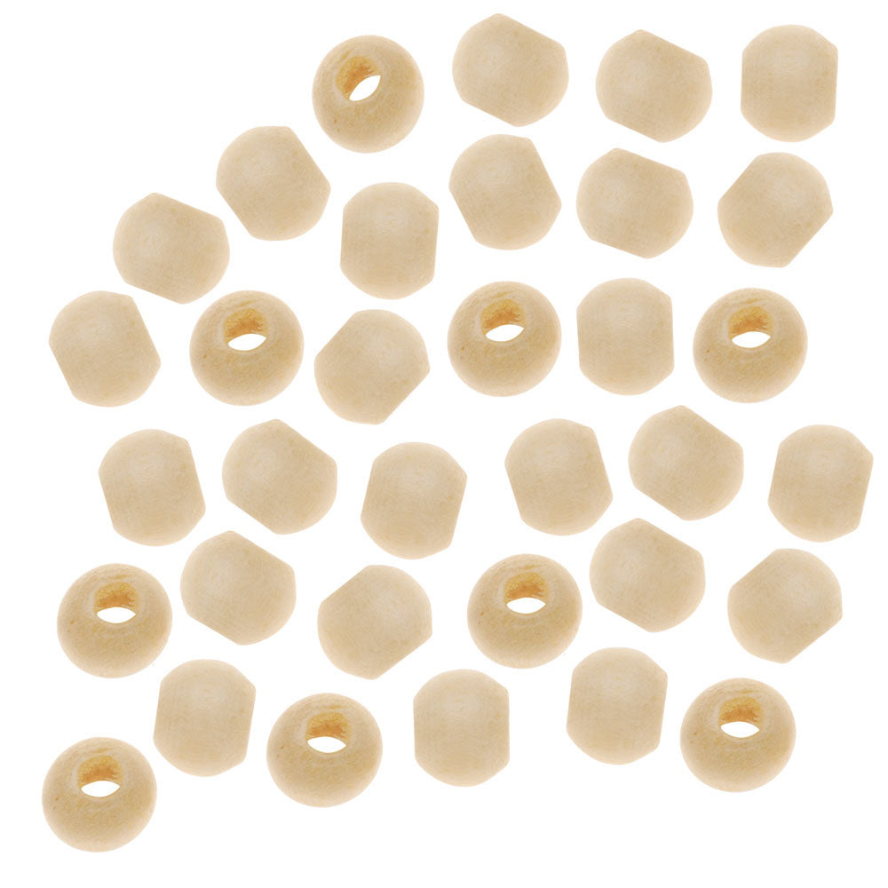 Round Wood Beads Pale Natural Beige 8mm - 500 Beads