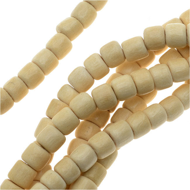 Pukalet Wood Beads, Dyed Round 4x5mm, 95-100 Pieces, Natural Lacquer