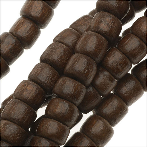 Pukalet Wood Beads, Dyed Round 4x5mm, Robles Brown Lacquer (100 Pieces)