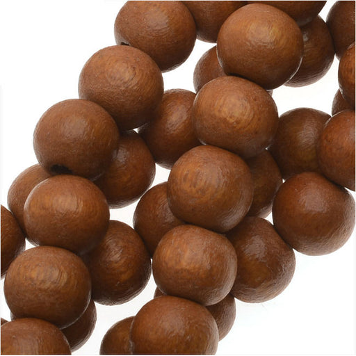 Pukalet Wood Beads, Dyed Smooth Round 6mm, Bayong Brown Lacquer (66 Pieces)